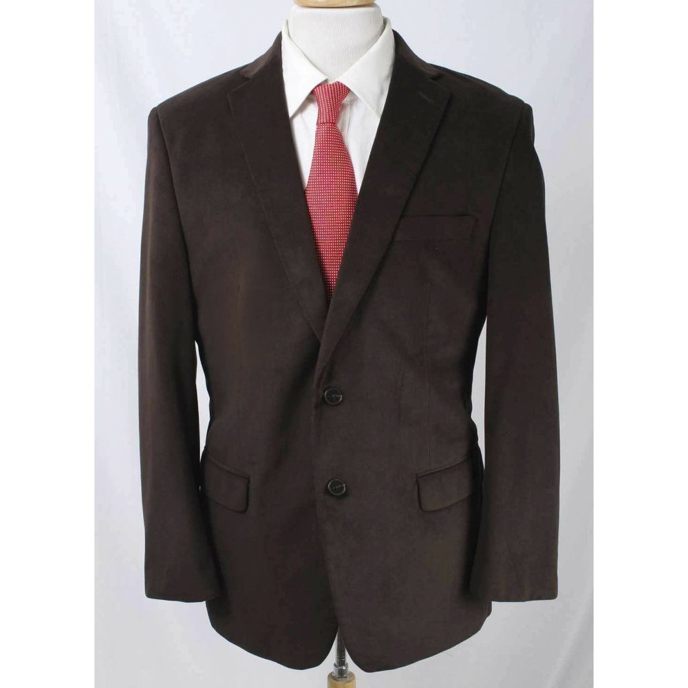 Calvin Klein Men's Brown Velvet 2 Button Blazer